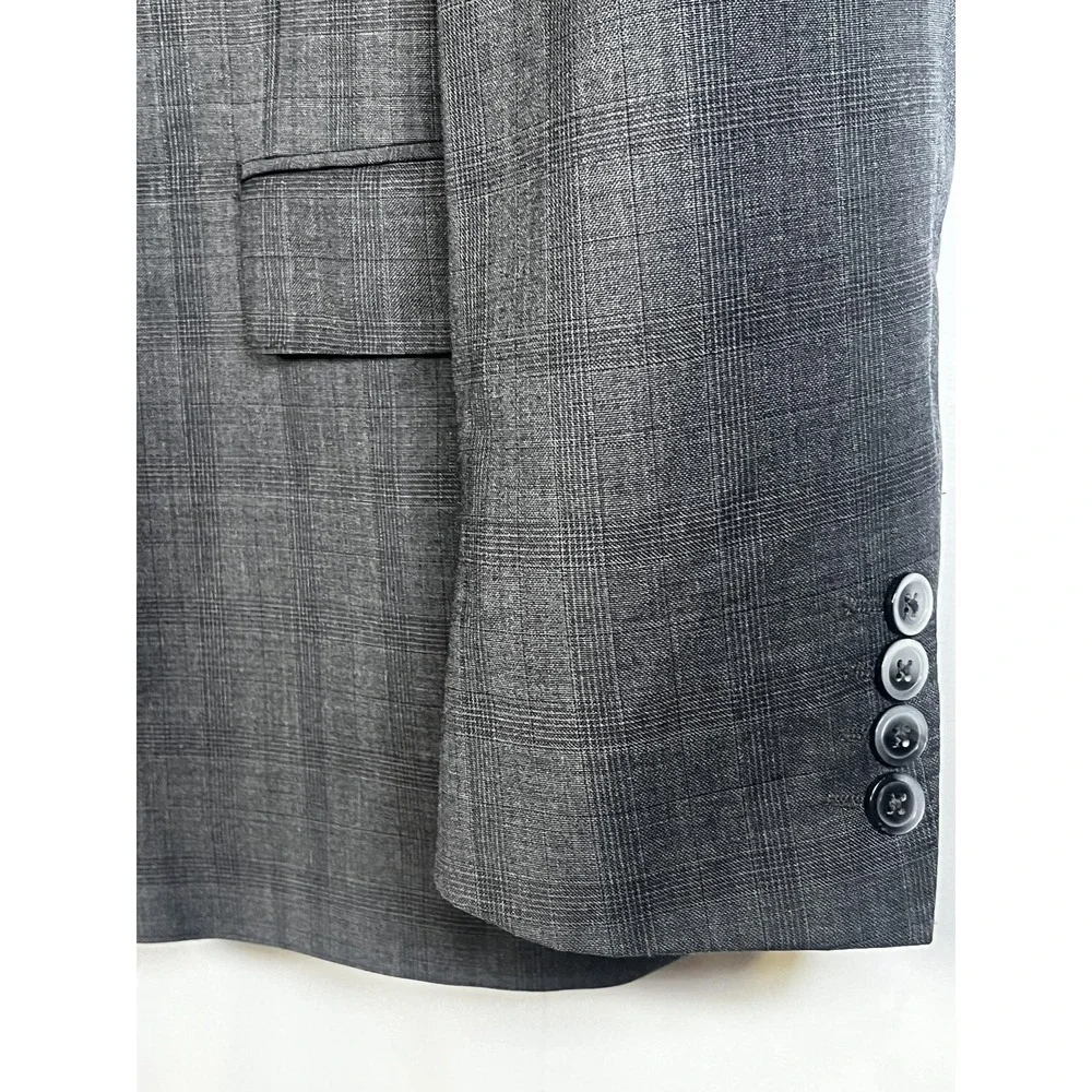 Canaletto Blazer Jacket Mens 46 Gray Wool Check Reda Super 150s Fabric Suit